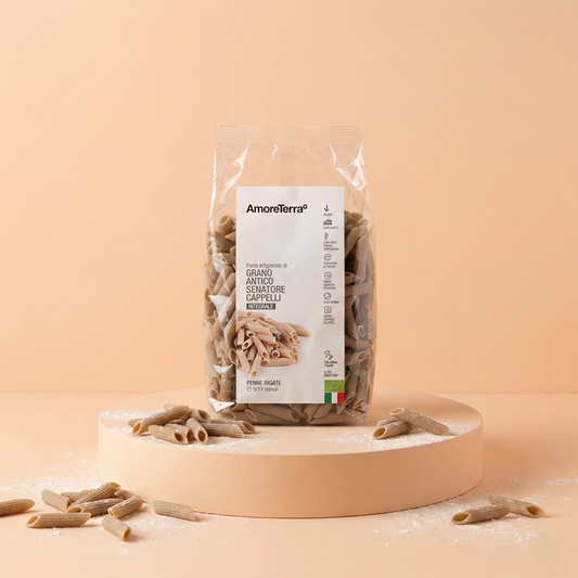 Penne rigate integrali Senatore Cappelli - artigianale, BIO, grani antichi 500g.
