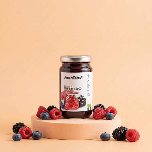 Composta di frutti di bosco (senza pectina, solo zuccheri della frutta) - Bio 220g.
