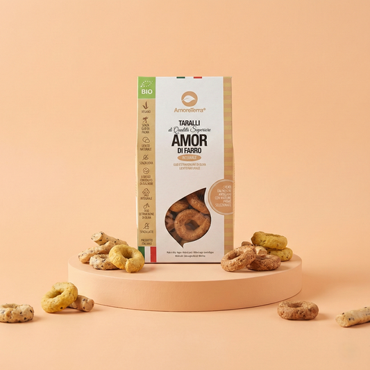 Taralli Amor con grano di Farro, con Olio EVO e lievito naturale (senza: latte e uova) - Bio 150g