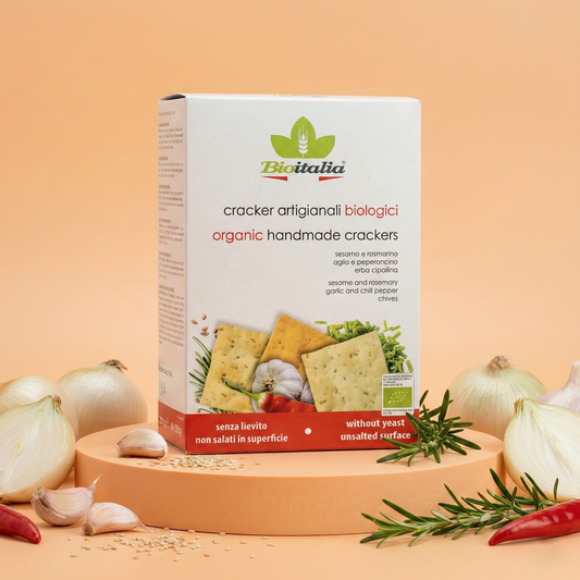 Crackers BIO mix (cipolla -sesamo e rosmarino -aglio e peperoncino) 300 g