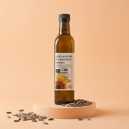 Olio di semi di Girasole crudo, bio artigianale 500ml.