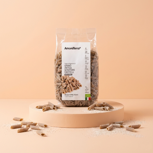 Mezze penne rigate integrali Senatore Cappelli - artigianale, BIO, grani antichi 500g.
