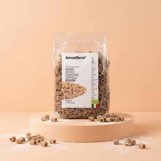 Tubetti integrali Senatore Cappelli - artigianale, BIO, grani antichi 500g.