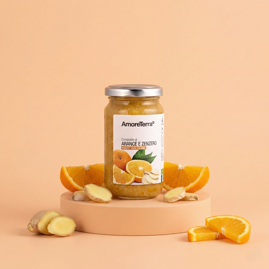 Composta di arancia e zenzero (senza pectina, solo zuccheri della frutta)  - Bio 220g.
