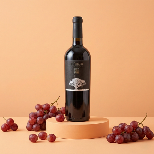 Bottiglia da 0,75l di Vino Rosso Primitivo Il Priore Tenute Zagarella, vino biologico della Basilicata IGP strutturato e armonioso